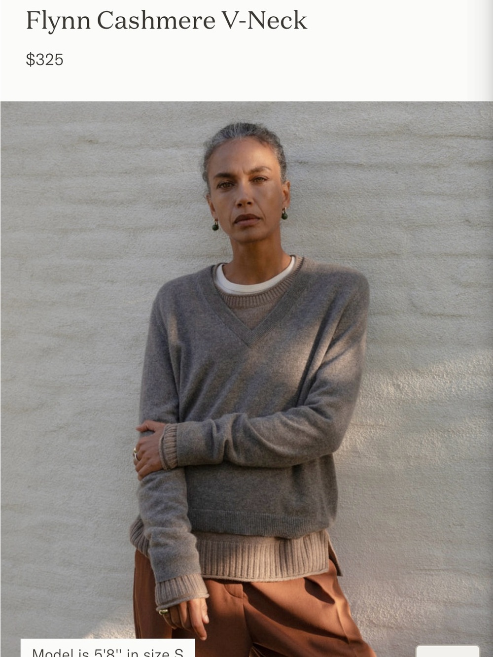 Jenni Kayne Flynn cashmere Vneck sweater in Shadow - Picture 7 of 9